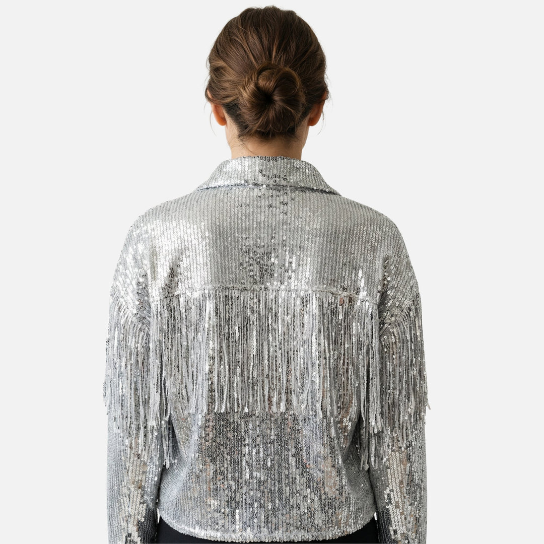 Pailletten-Fransen-Jacke kurz geschnitten für Damen