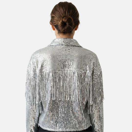 Pailletten-Fransen-Jacke kurz geschnitten für Damen