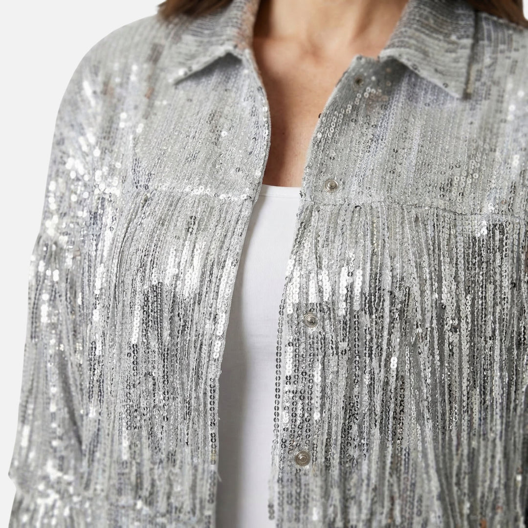 Pailletten-Fransen-Jacke kurz geschnitten für Damen