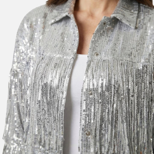 Pailletten-Fransen-Jacke kurz geschnitten für Damen