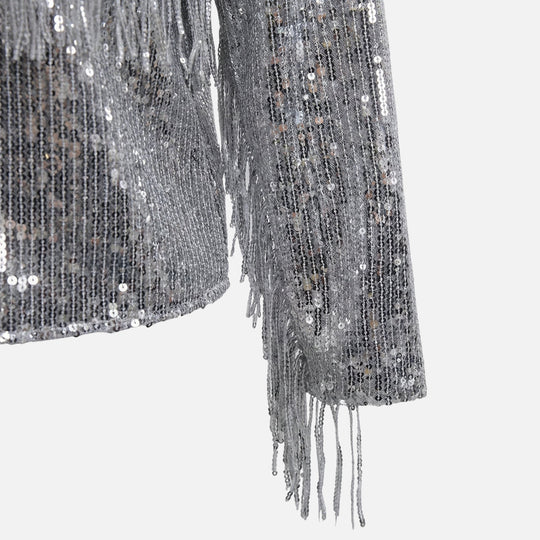 Pailletten-Fransen-Jacke kurz geschnitten für Damen