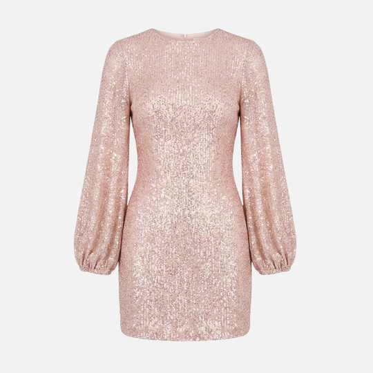 Pailletten-Abendminikleid – Langärmliger V-Ausschnitt-Stil für Damen