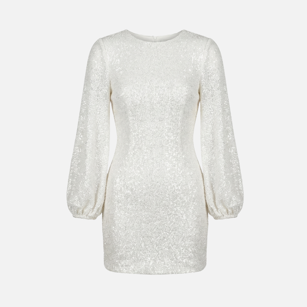 Pailletten-Abendminikleid – Langärmliger V-Ausschnitt-Stil für Damen