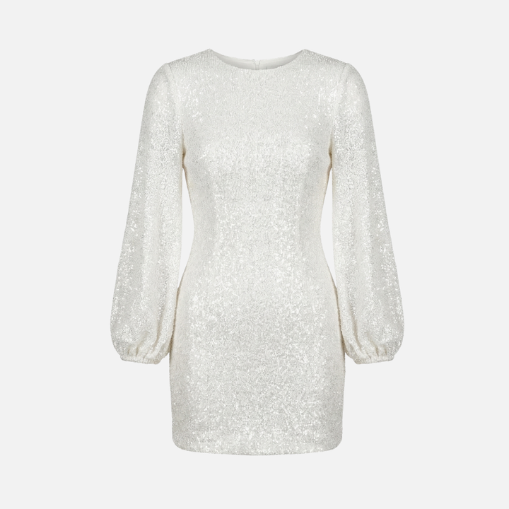 Sequin evening mini dress – long-sleeve V-neck style for women