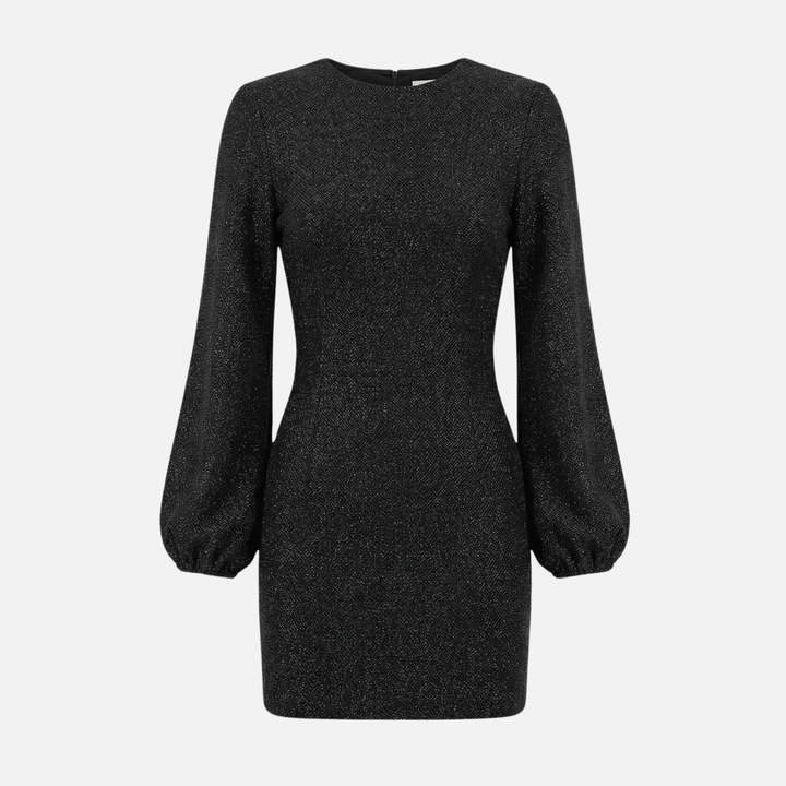 Sequin evening mini dress – long-sleeve V-neck style for women