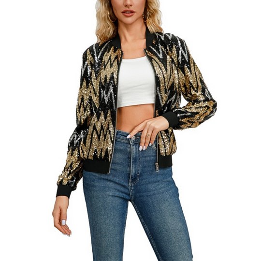 Paillettenjacke für Damen | Langärmelig