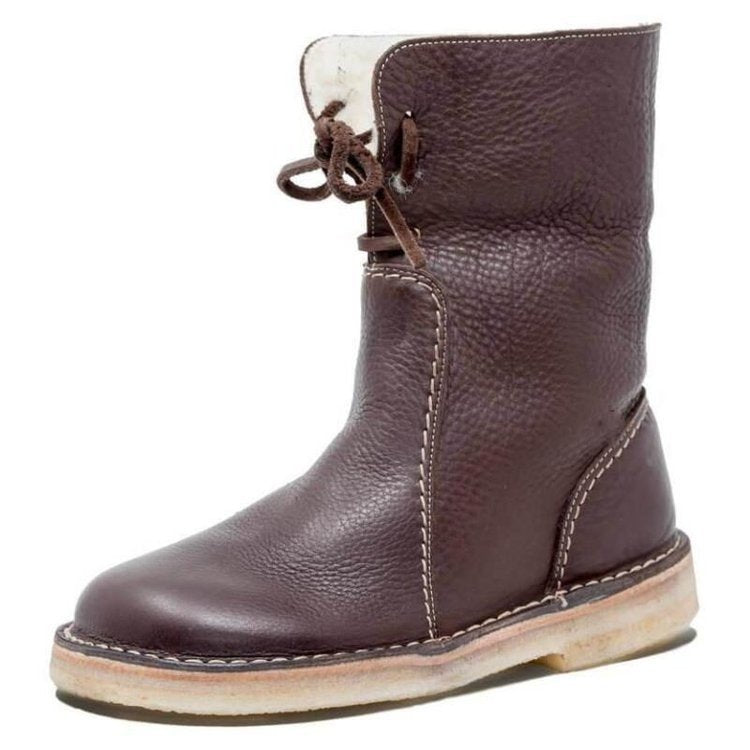 Pelzgefütterte Damenstiefel | Runde Zehe
