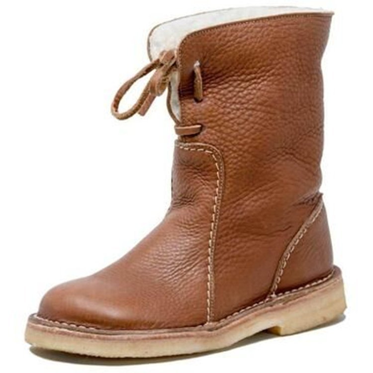 Pelzgefütterte Damenstiefel | Runde Zehe