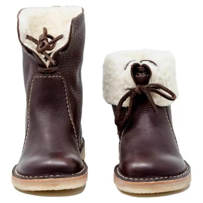 Pelzgefütterte Damenstiefel | Runde Zehe