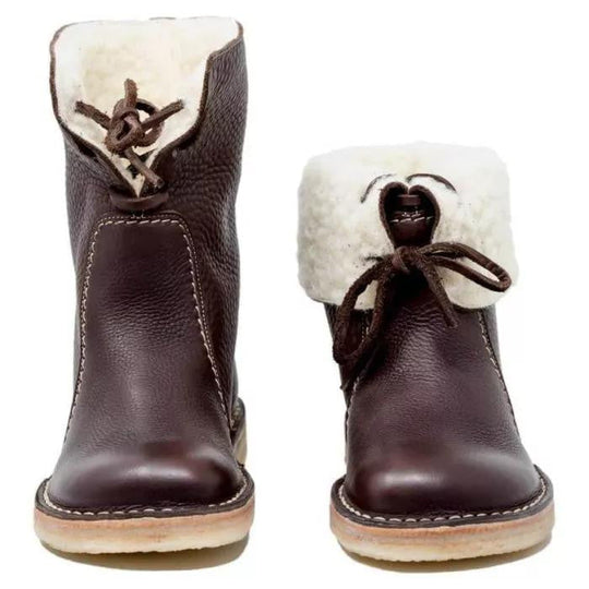 Pelzgefütterte Damenstiefel | Runde Zehe