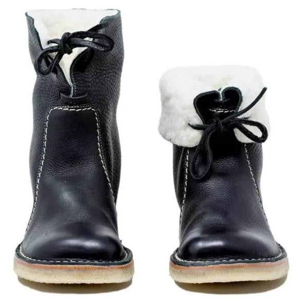 Pelzgefütterte Damenstiefel | Runde Zehe
