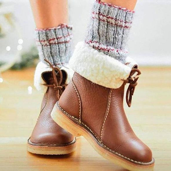 Pelzgefütterte Damenstiefel | Runde Zehe