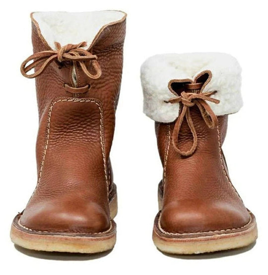 Pelzgefütterte Damenstiefel | Runde Zehe