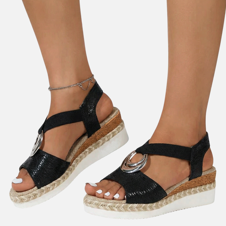 Platform Wedge Sandals with Metal Rings for Women