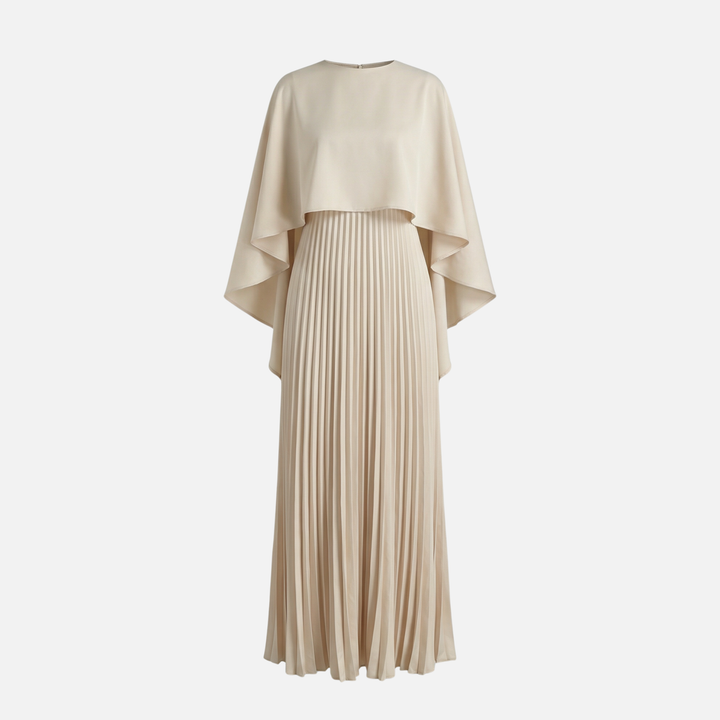 Plissee Chiffon Maxikleid Cape Overlay in weiter Passform für Damen