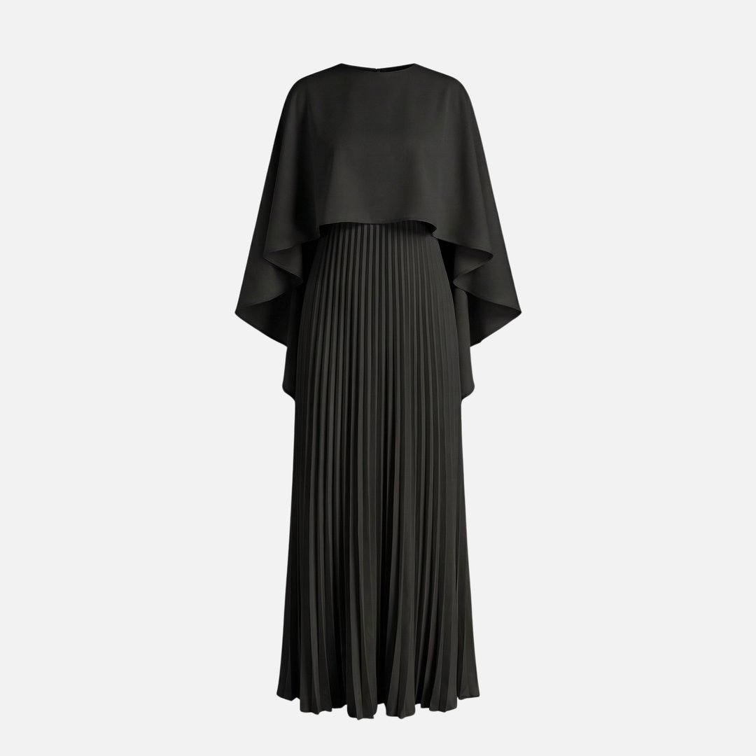 Plissee Chiffon Maxikleid Cape Overlay in weiter Passform für Damen