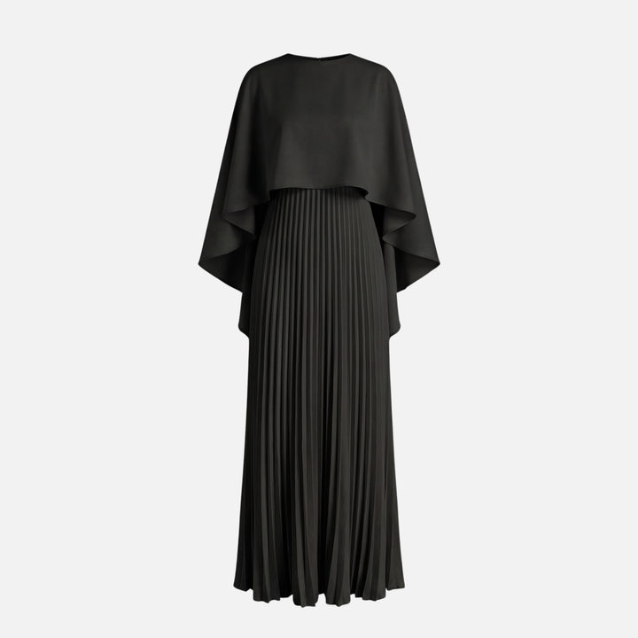 Plissee Chiffon Maxikleid Cape Overlay in weiter Passform für Damen