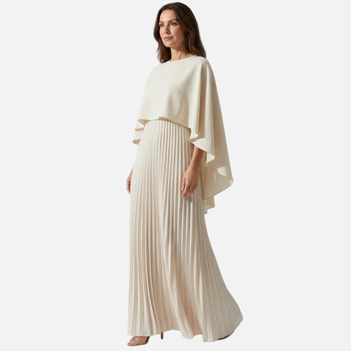 Plissee Chiffon Maxikleid Cape Overlay in weiter Passform für Damen