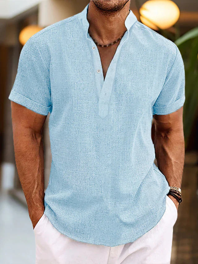 Polo Shirt mit stilvollem V Ausschnitt und Komfort fuer Herren 2