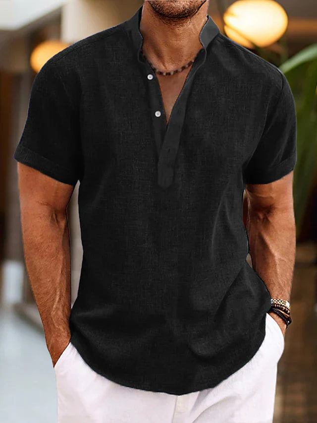 Polo Shirt mit stilvollem V Ausschnitt und Komfort fuer Herren 4