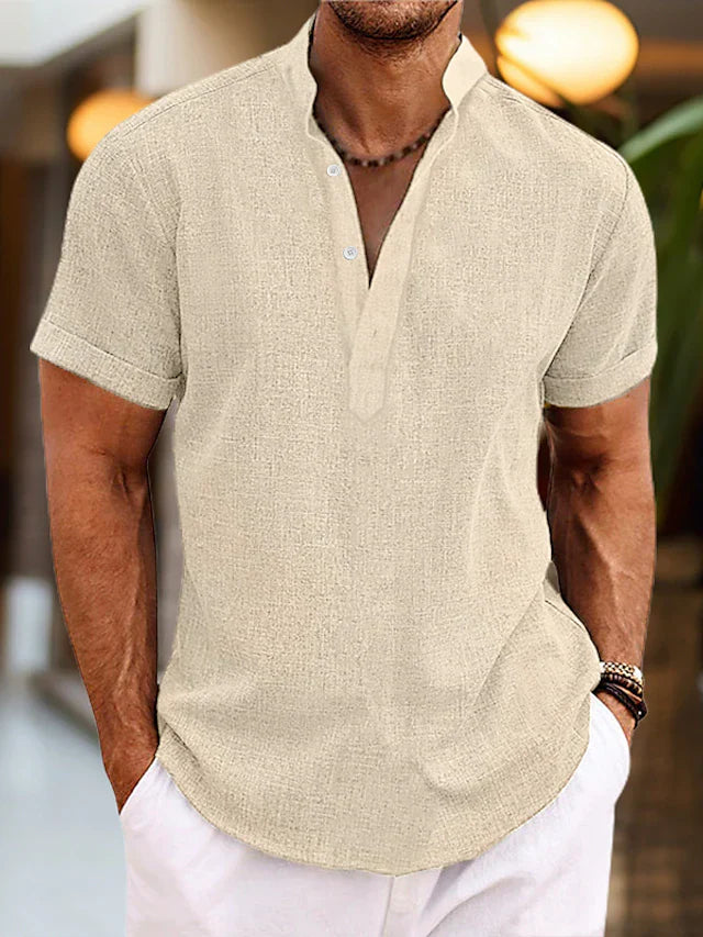 Polo Shirt mit stilvollem V Ausschnitt und Komfort fuer Herren 6