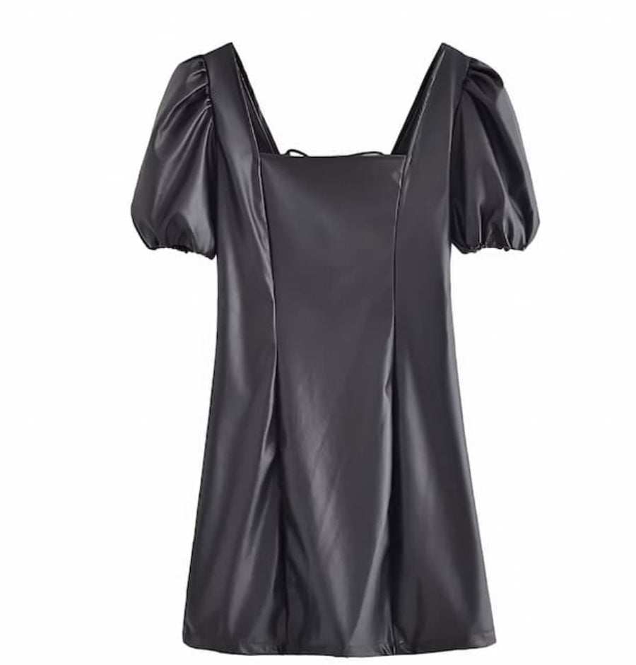 Puffärmeliges Kleid mit Ausschnitt für Damen | Mini