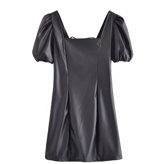 Puffärmeliges Kleid mit Ausschnitt für Damen | Mini