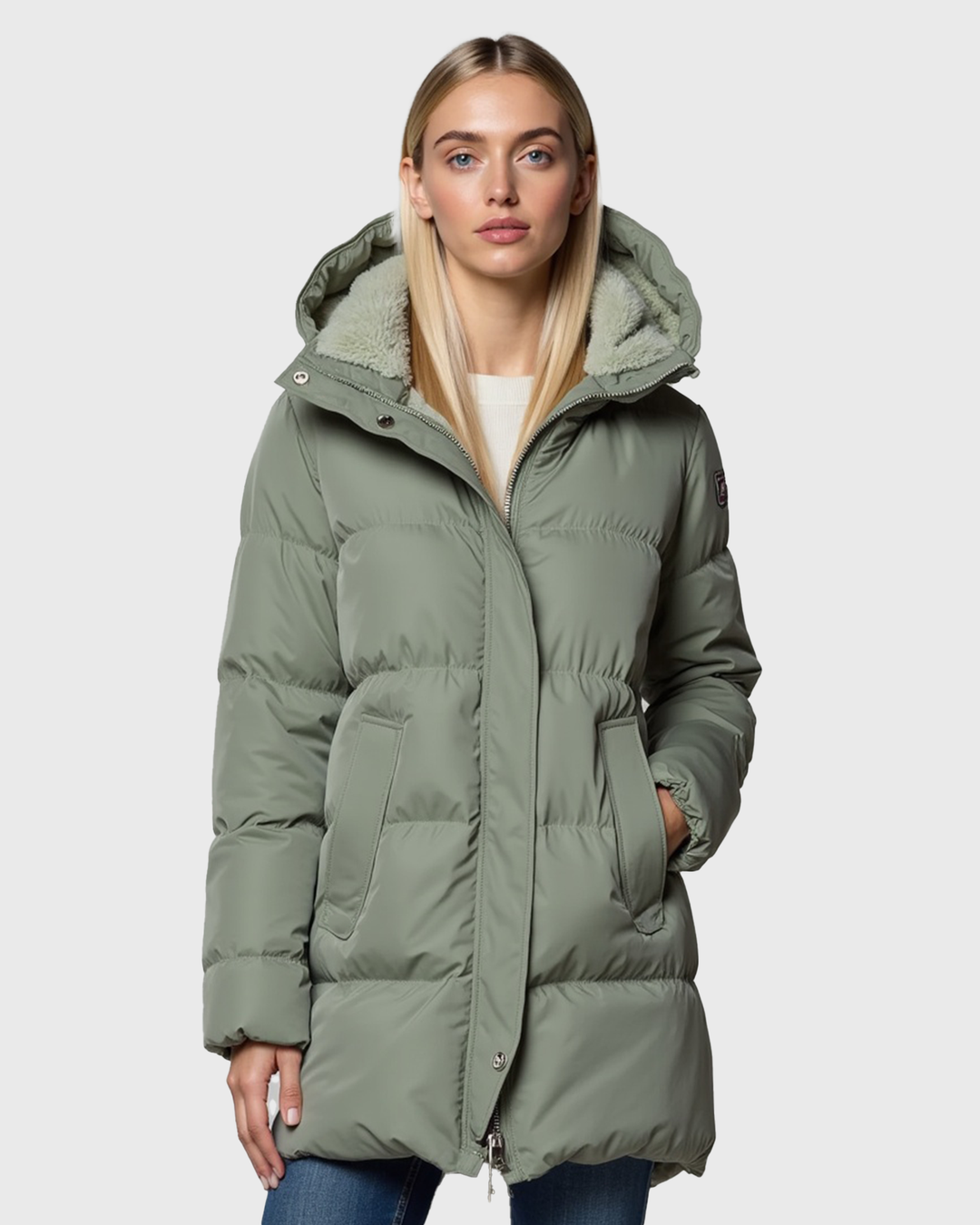 Quilted Pufferjacke mit Seitentaschen für Frauen