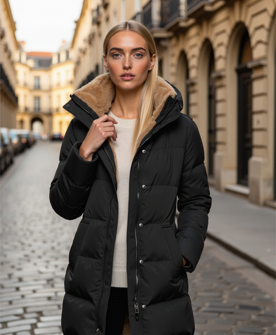 Quilted Pufferjacke mit Seitentaschen für Frauen