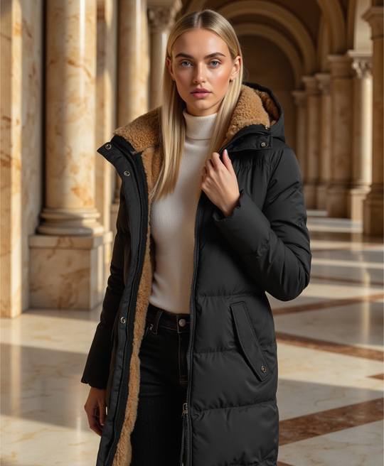 Quilted Pufferjacke mit Seitentaschen für Frauen