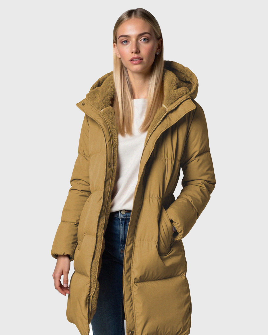 Quilted Pufferjacke mit Seitentaschen für Frauen