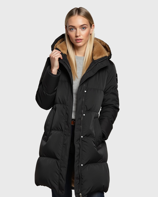 Quilted Pufferjacke mit Seitentaschen für Frauen