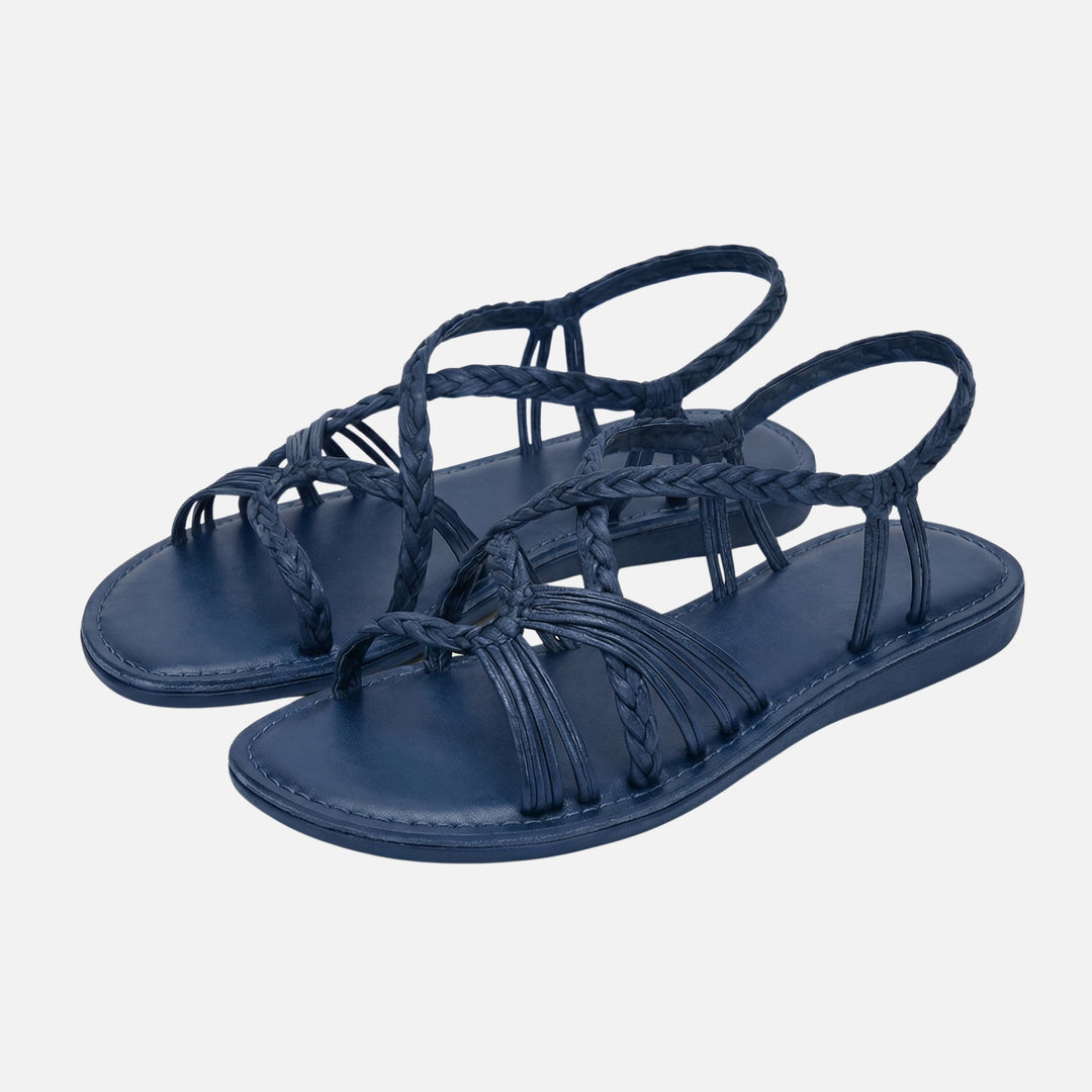 Geflochtene Sandalen mit verstellbarem Knöchelriemen für Damen