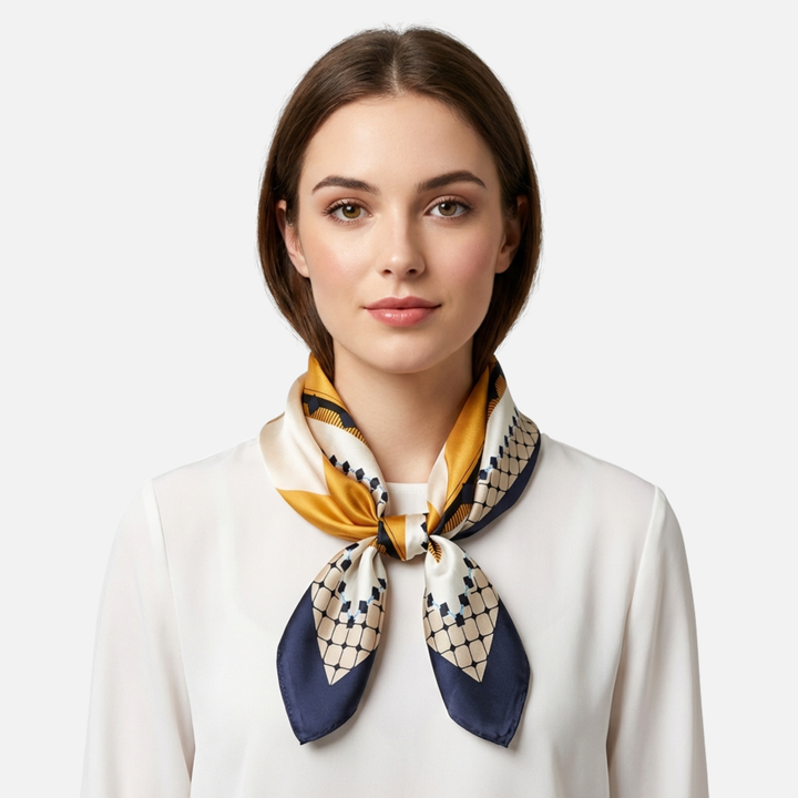 Satin Square Scarf with Eye-Catching Print for Women