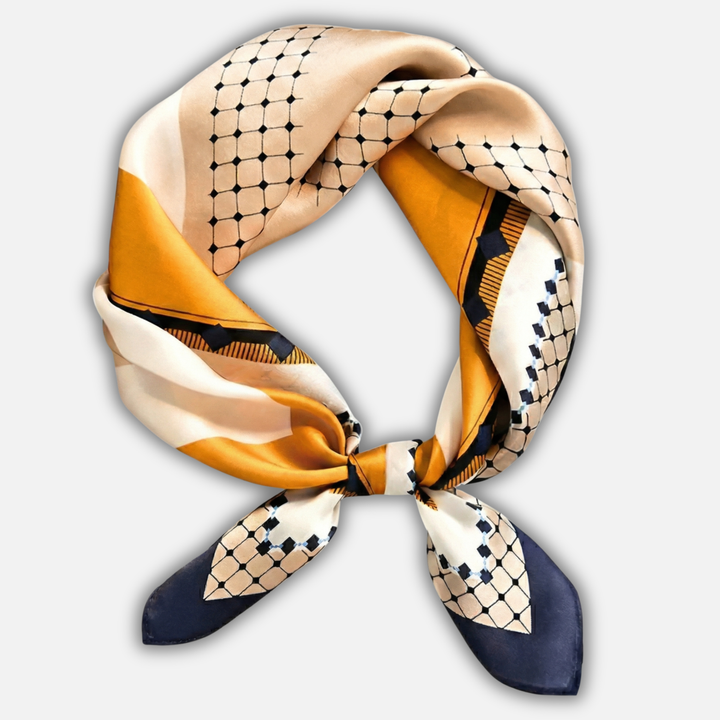 Satin Square Scarf with Eye-Catching Print for Women