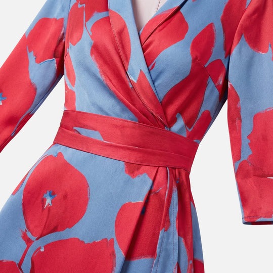 Satin Wickelkleid mit V-Ausschnitt Maxilänge für Damen