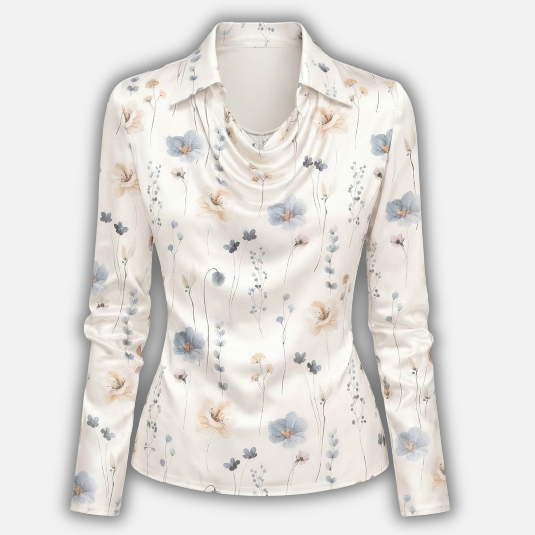 Satinkleid mit drapiertem Schalkragen für Damen