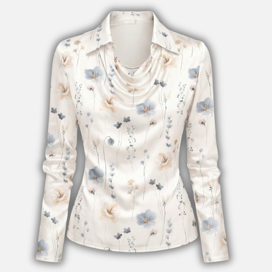 Satinkleid mit drapiertem Schalkragen für Damen