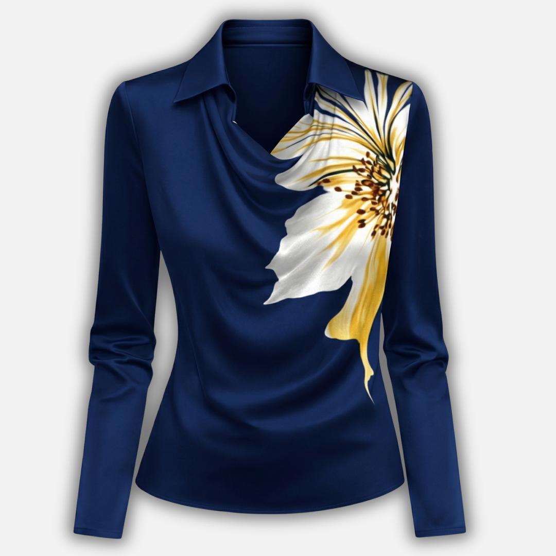 Satinkleid mit drapiertem Schalkragen für Damen