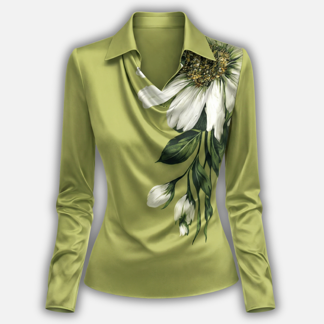 Satinkleid mit drapiertem Schalkragen für Damen