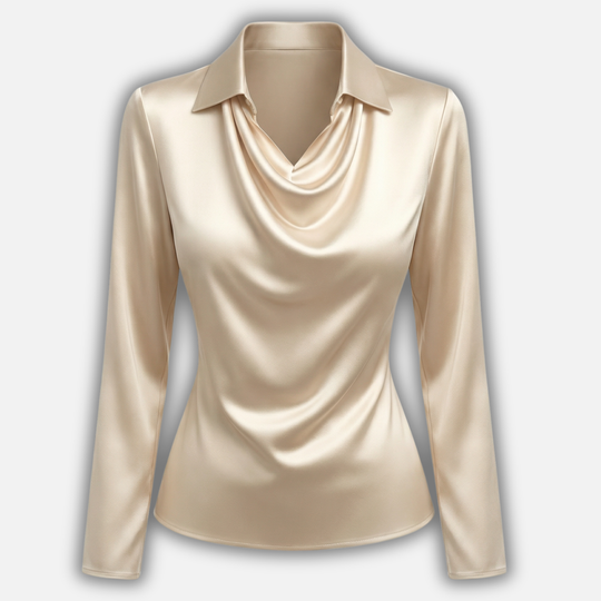 Satinkleid mit drapiertem Schalkragen für Damen