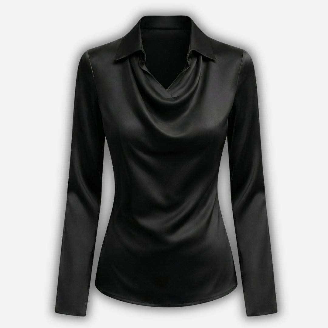 Satinkleid mit drapiertem Schalkragen für Damen