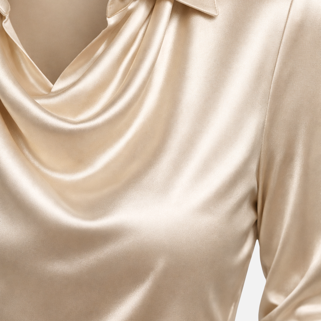 Satinkleid mit drapiertem Schalkragen für Damen