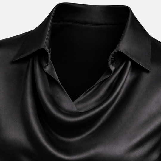 Satinkleid mit drapiertem Schalkragen für Damen