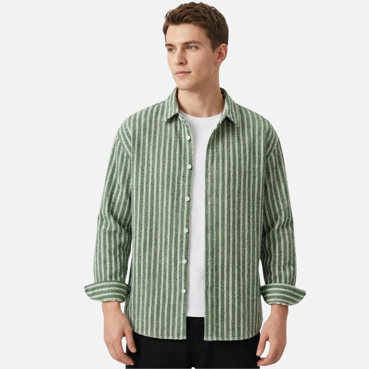 Layered Shirt with Stripes and Vertical Pattern for Men