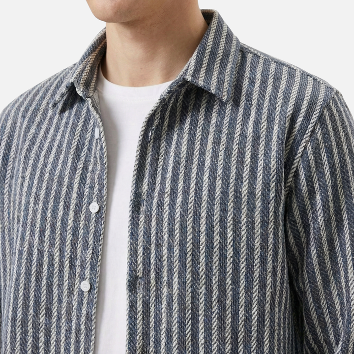 Layered Shirt with Stripes and Vertical Pattern for Men