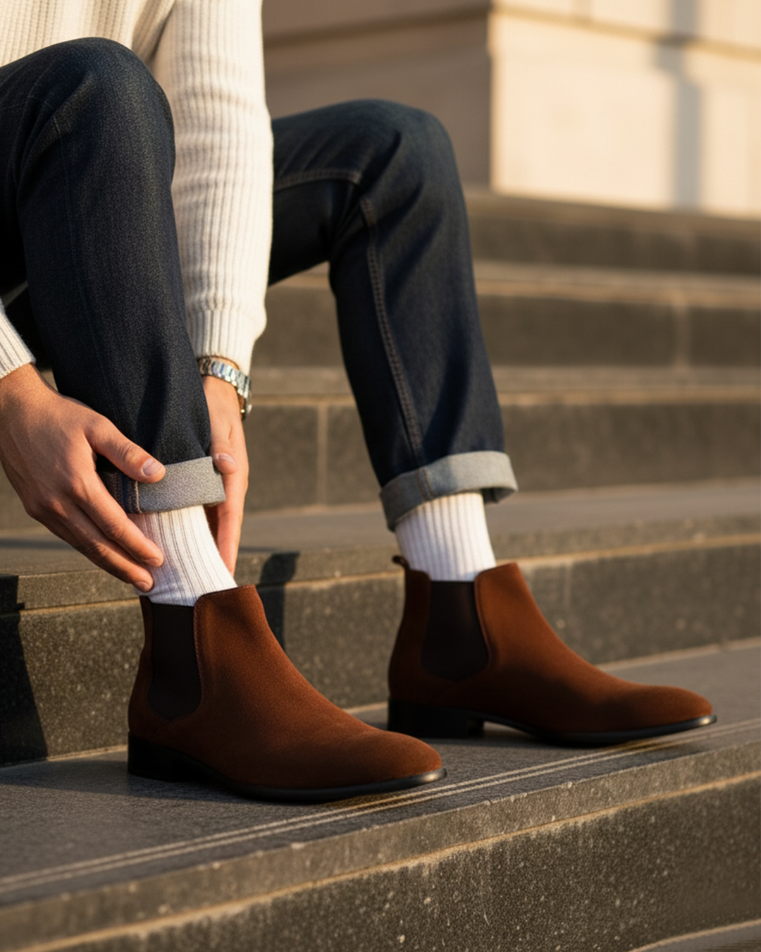 Chelsea Boots aus Veloursleder mit Seiteneinsätzen für Herren