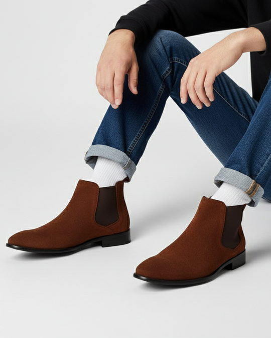 Chelsea Boots aus Veloursleder mit Seiteneinsätzen für Herren
