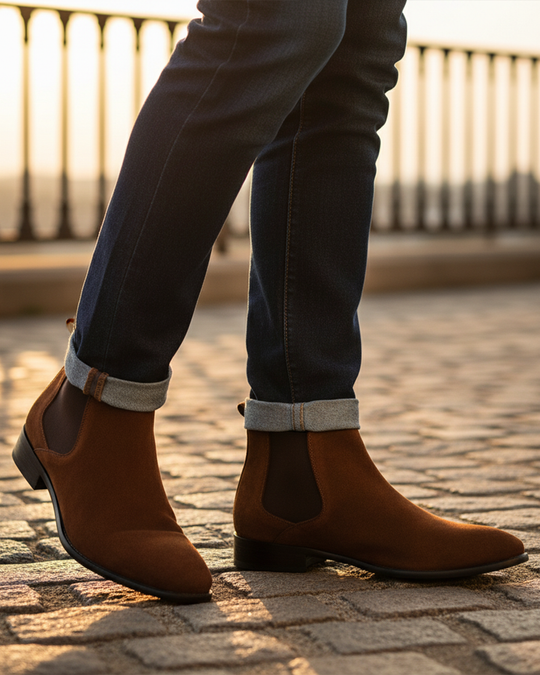 Chelsea Boots aus Veloursleder mit Seiteneinsätzen für Herren
