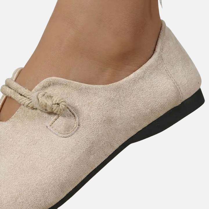 Letnie zamszowe loafersy, lekkie mokasyny z detalem ze sznurka dla kobiet